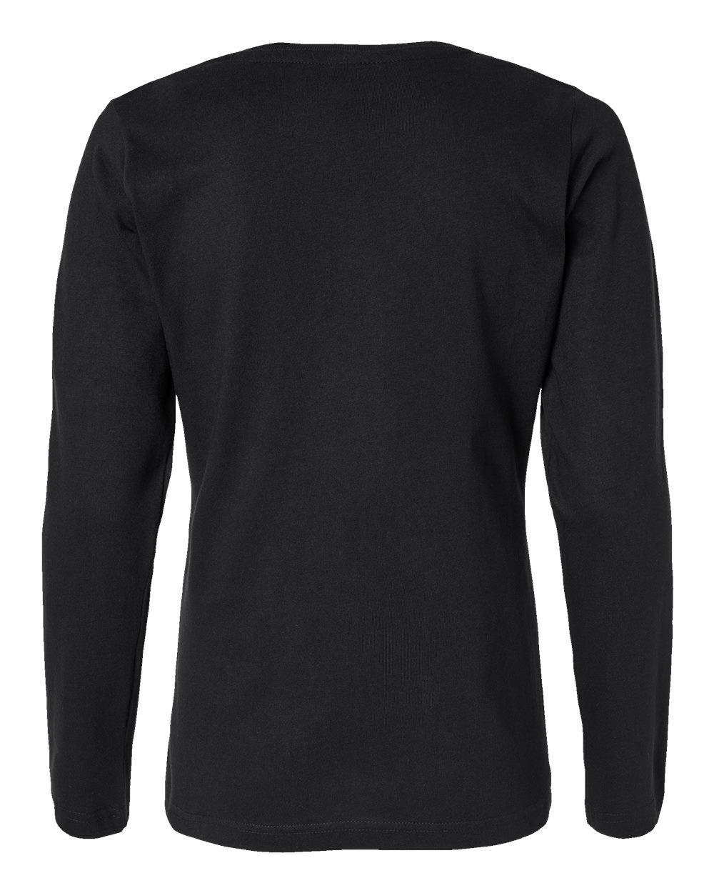 Front View of Black Women's Long Sleeve Premium Jersey Tee - 3588