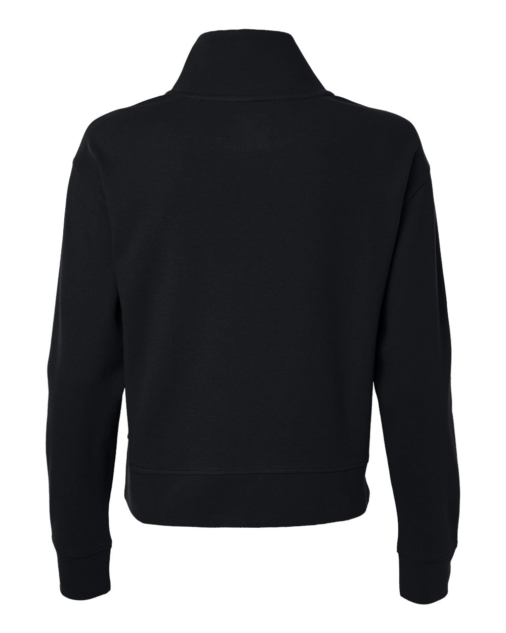 Rear View of Black Women's Mantra Half-Zip Ottoman Pullover - NE220W plain