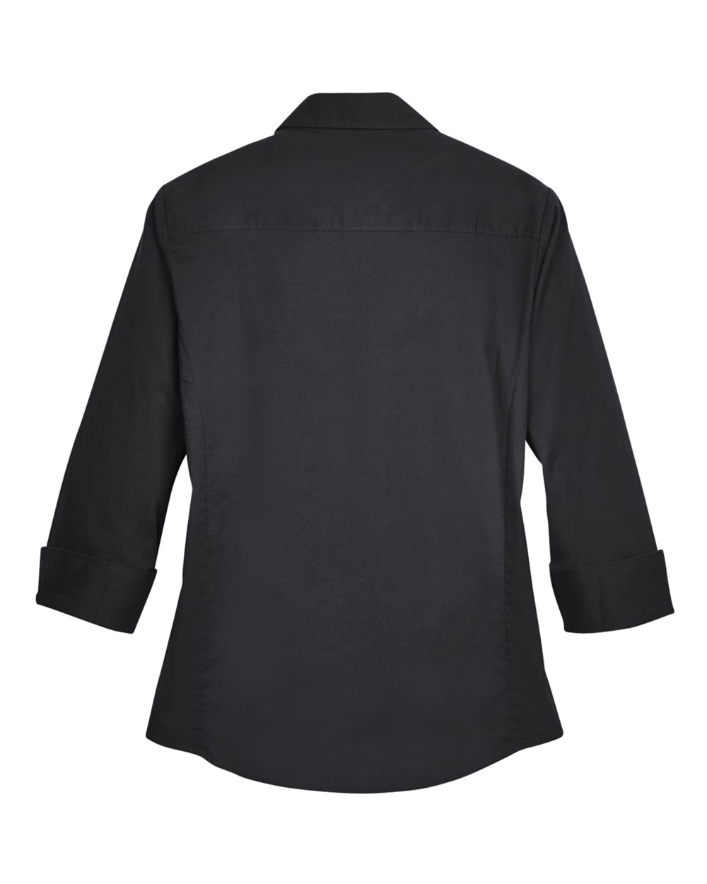 Front View of Black Women's Perfect Fit™ Three-Quarter Sleeve Stretch Poplin Dress Shirt - DP625W