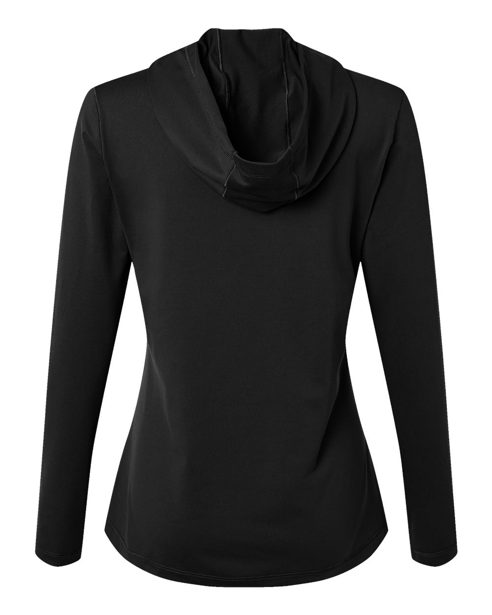 Front View of Black Women's Performance Hooded Pullover - A1003