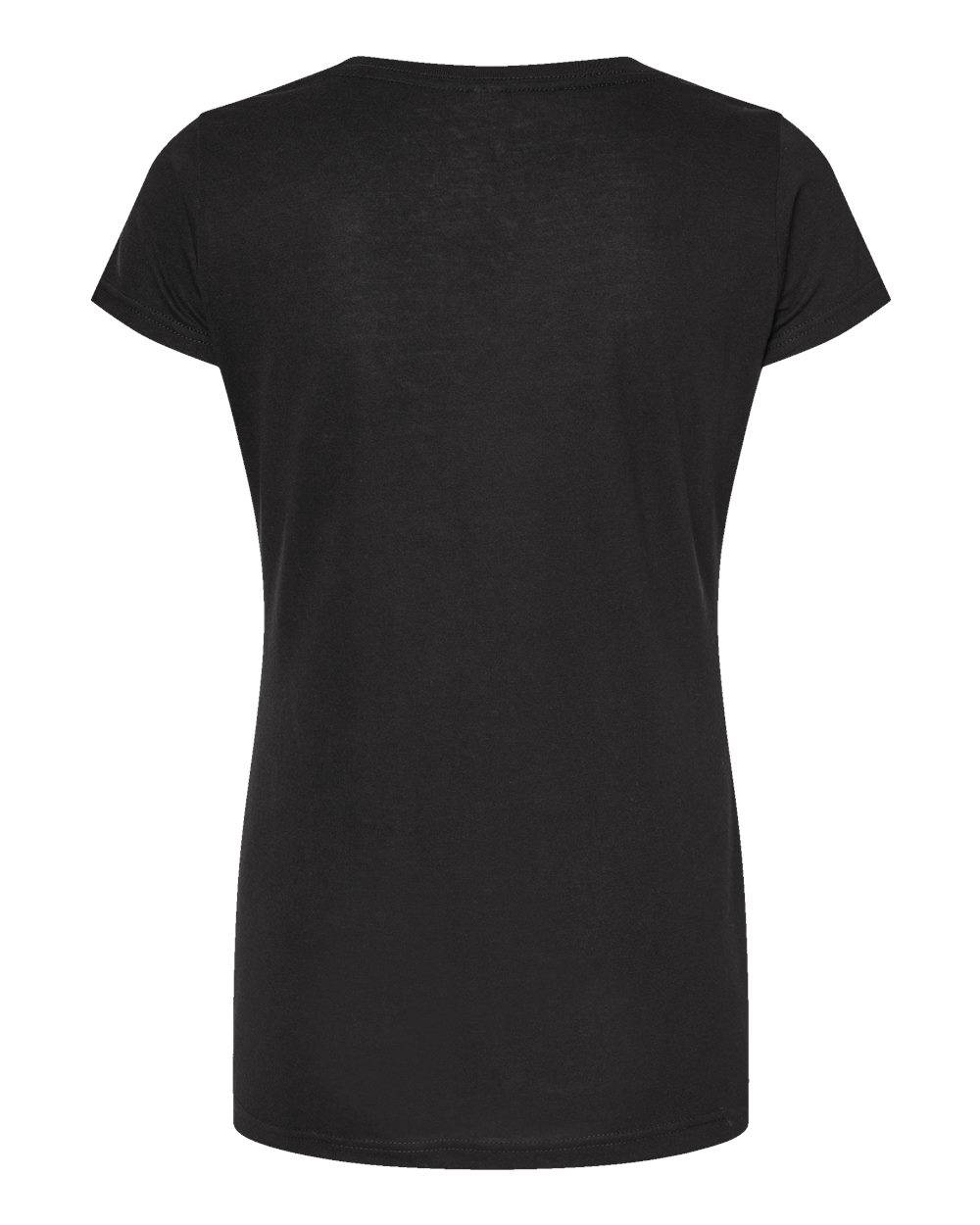 Rear View of Black Women&#39;s Poly-Rich Scoop Neck T-Shirt - 243