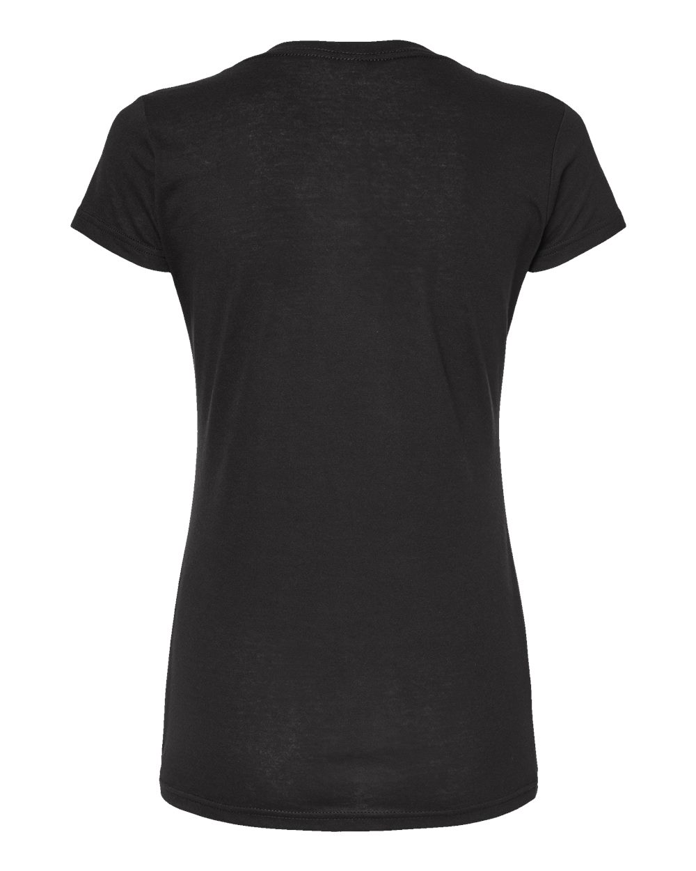 Rear View of Black Women&#39;s Poly-Rich V-Neck T-Shirt - 244