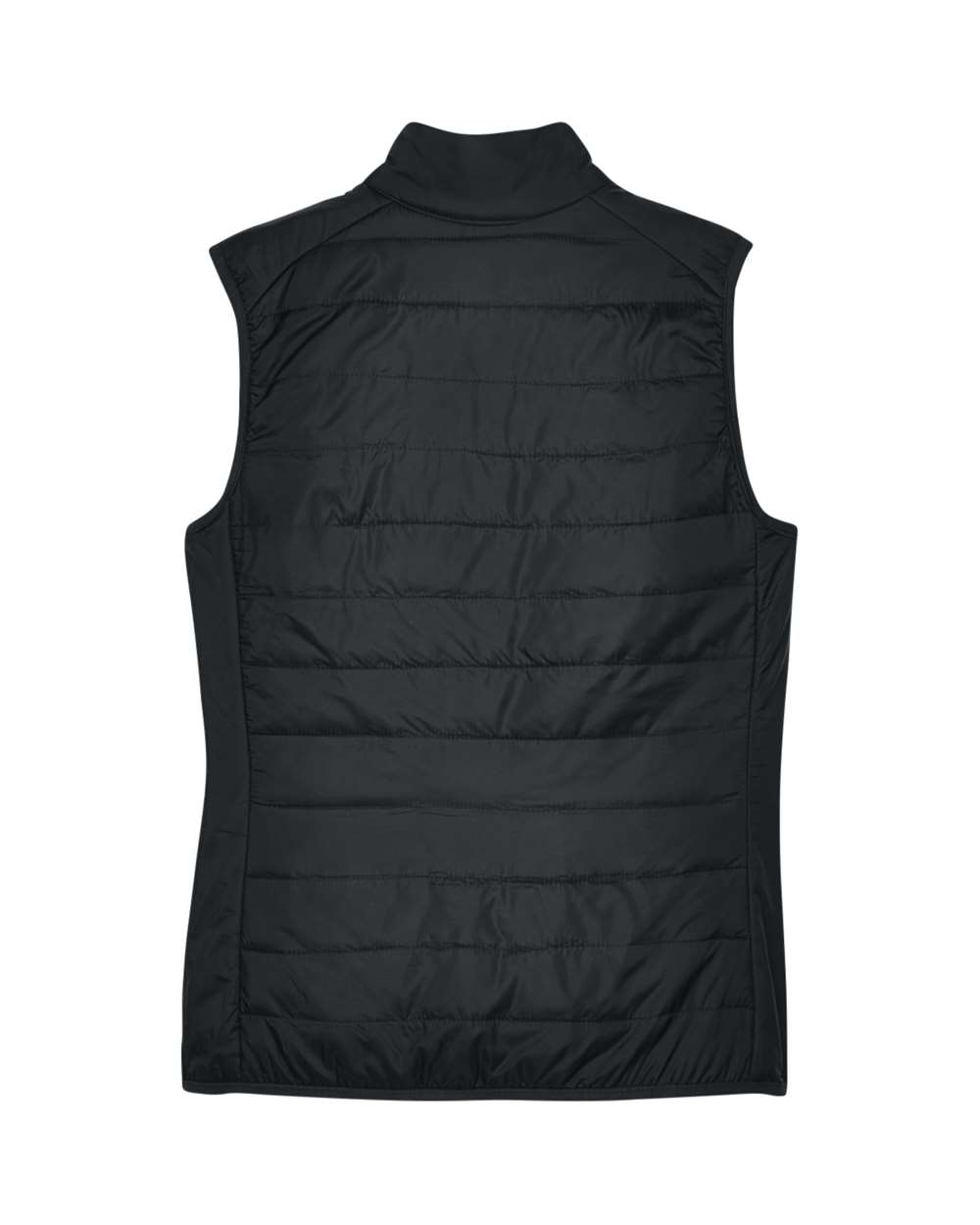 Front View of Black Women's Prevail Packable Puffer Vest - CE702W