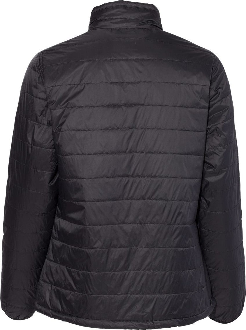Front View of Black Women's Puffer Jacket - EXP200PFZ