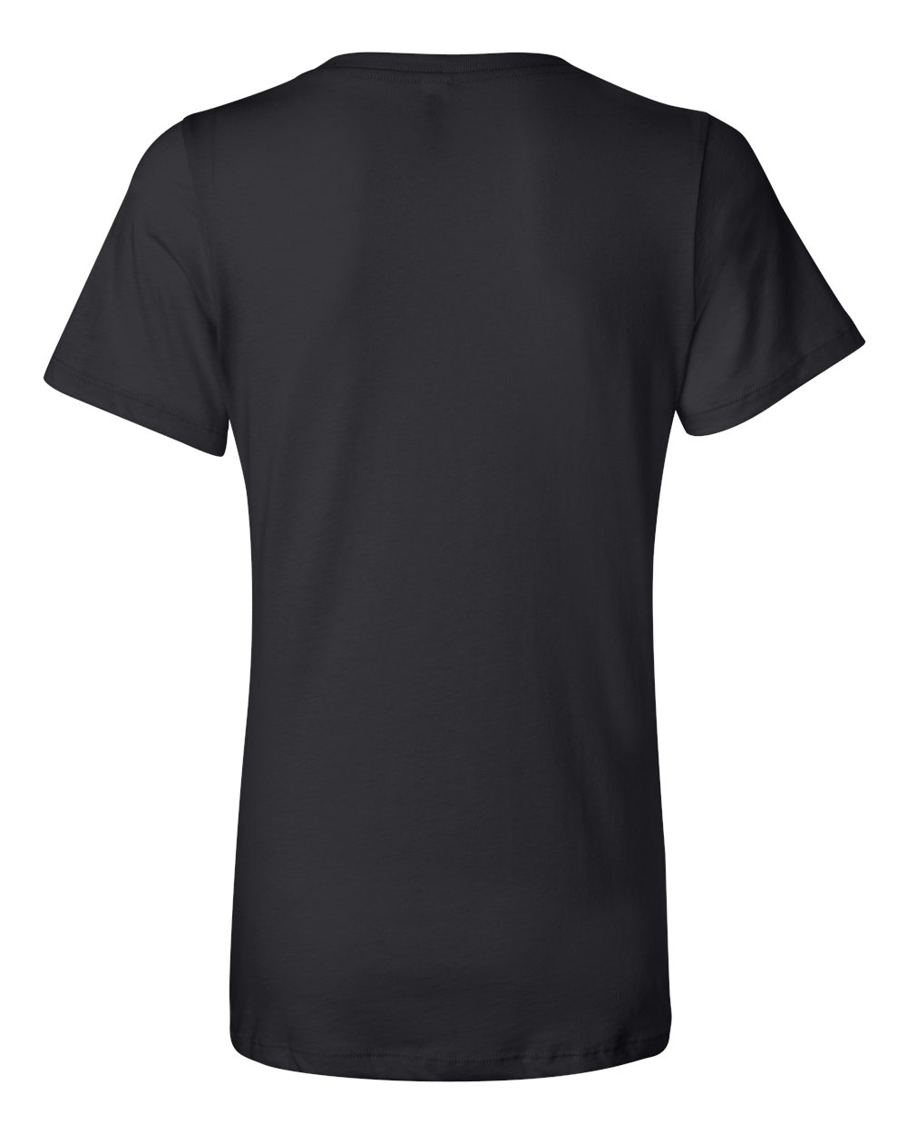 Rear View of Black Women’s Relaxed Jersey V-Neck Tee - 6405