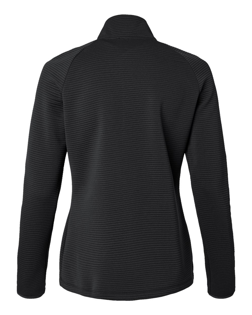 Front View of Black Women's Spacer Quarter-Zip Pullover - A589
