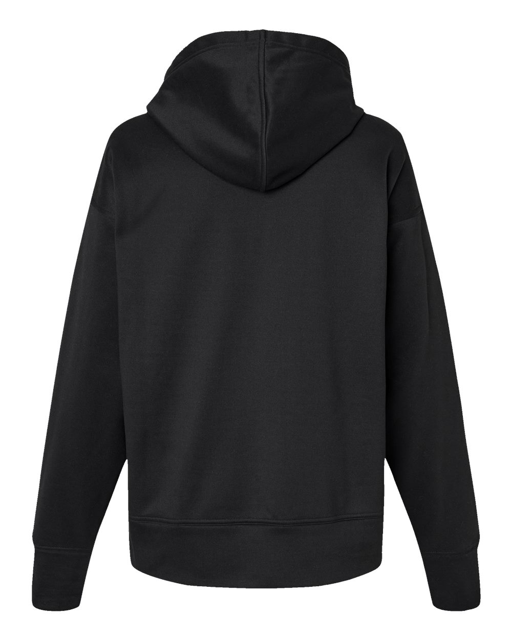 Rear View of Black Women's Sport Hooded Sweatshirt - CHP100