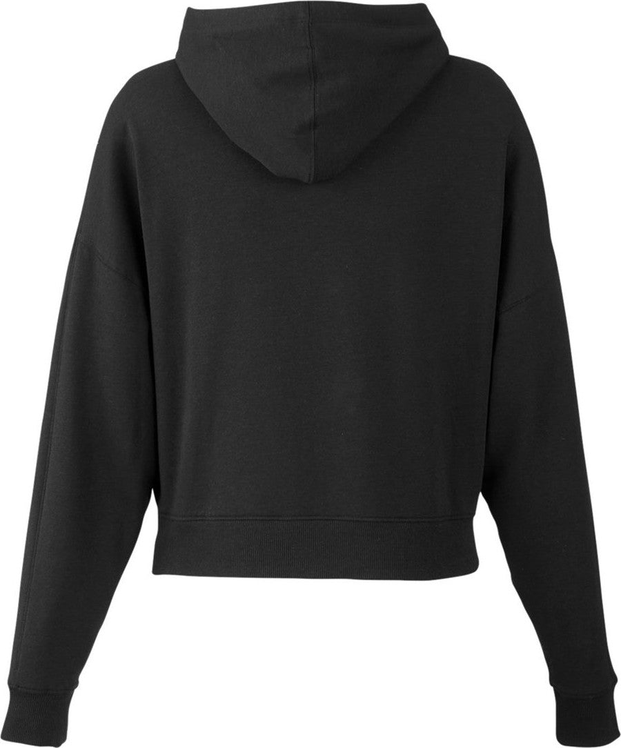 Rear View of Black Women's Studio Hooded Fleece - TW913