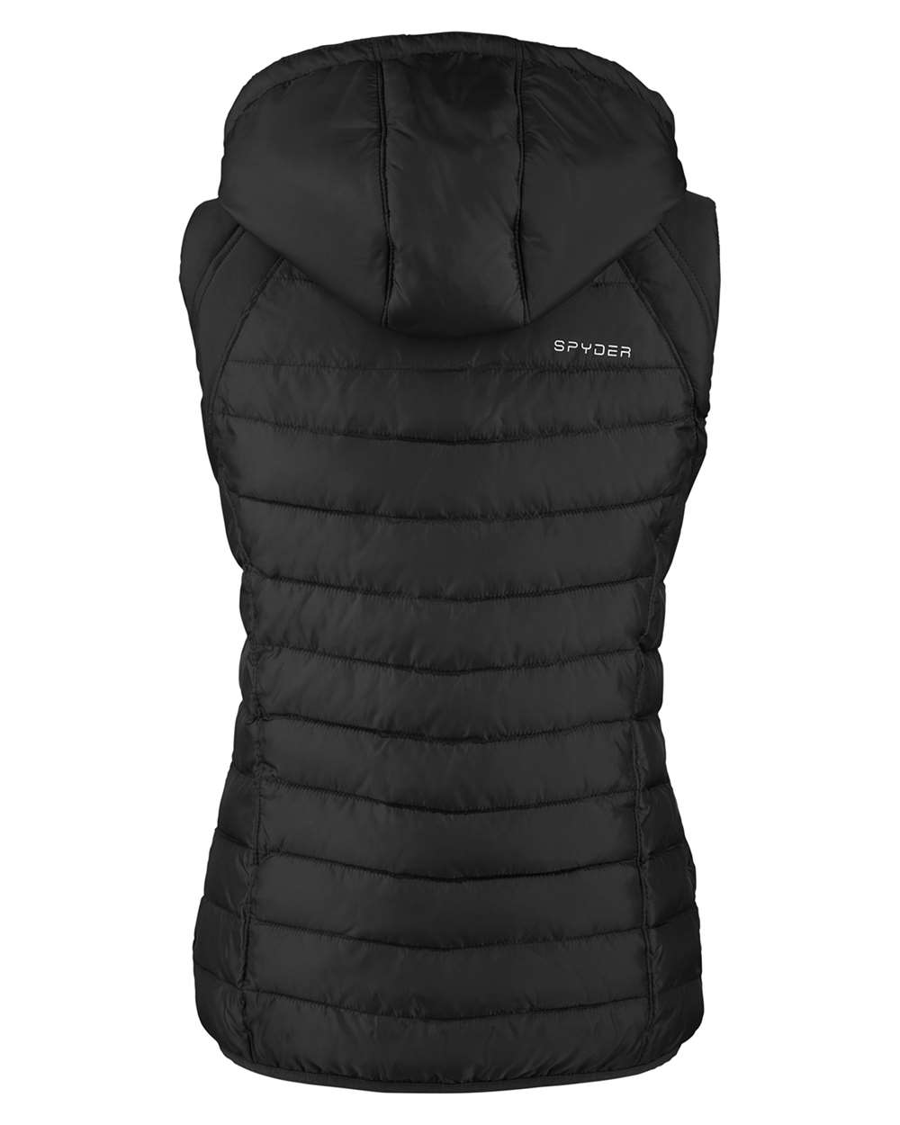 Rear View of Black Women's Supreme Puffer Vest - S16641