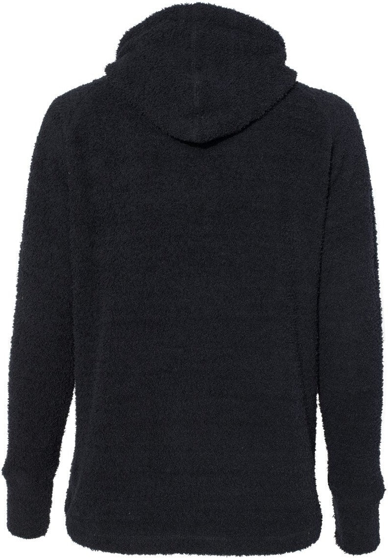 Front View of Black Women’s Teddy Fleece Hooded Pullover - 8680