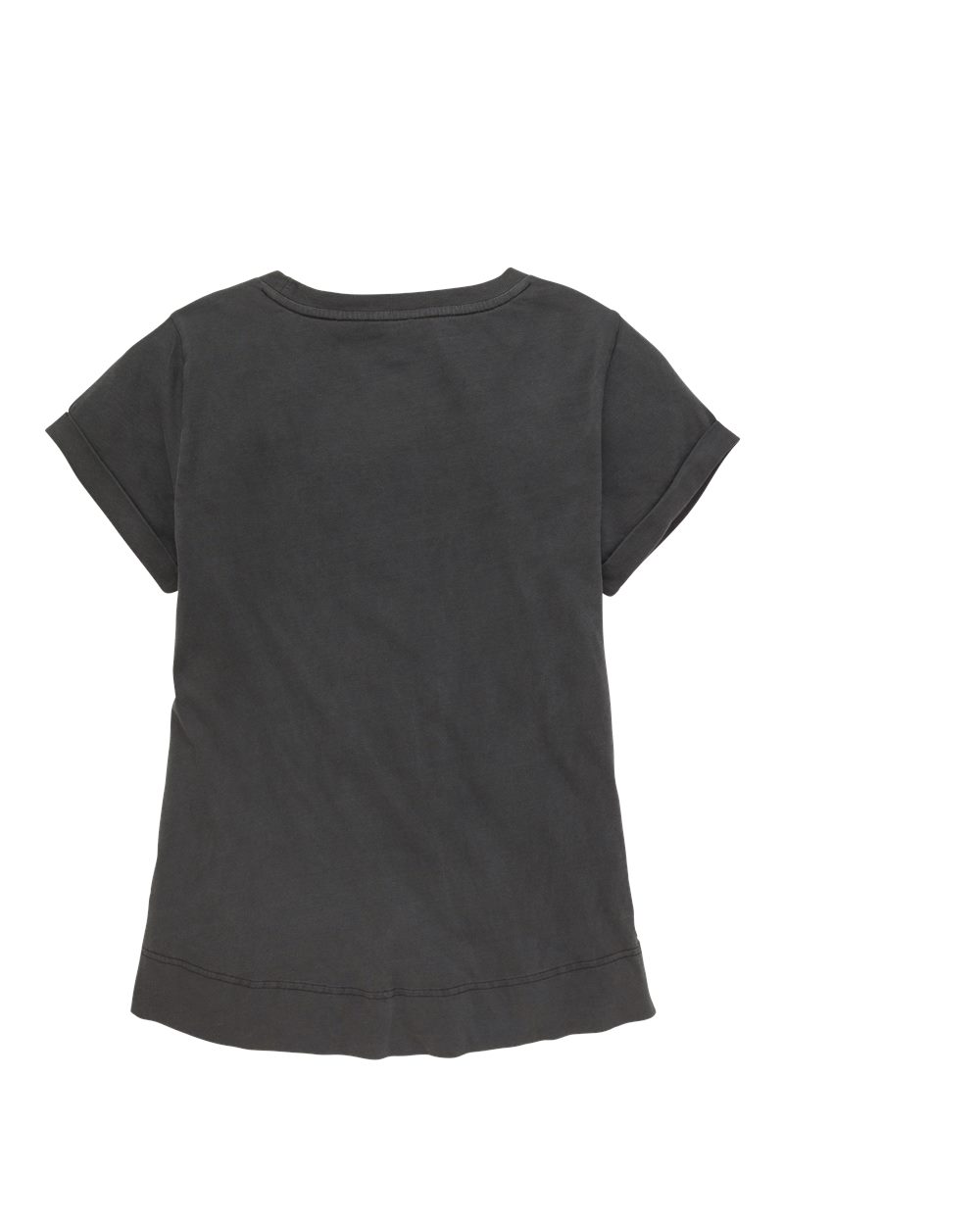 Front View of Black Women's Vintage Cuff T-Shirt - T57