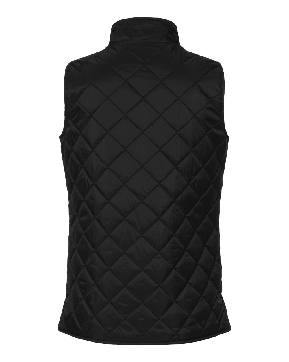 Rear View of Black Women's Vintage Diamond Quilted Vest - W207359