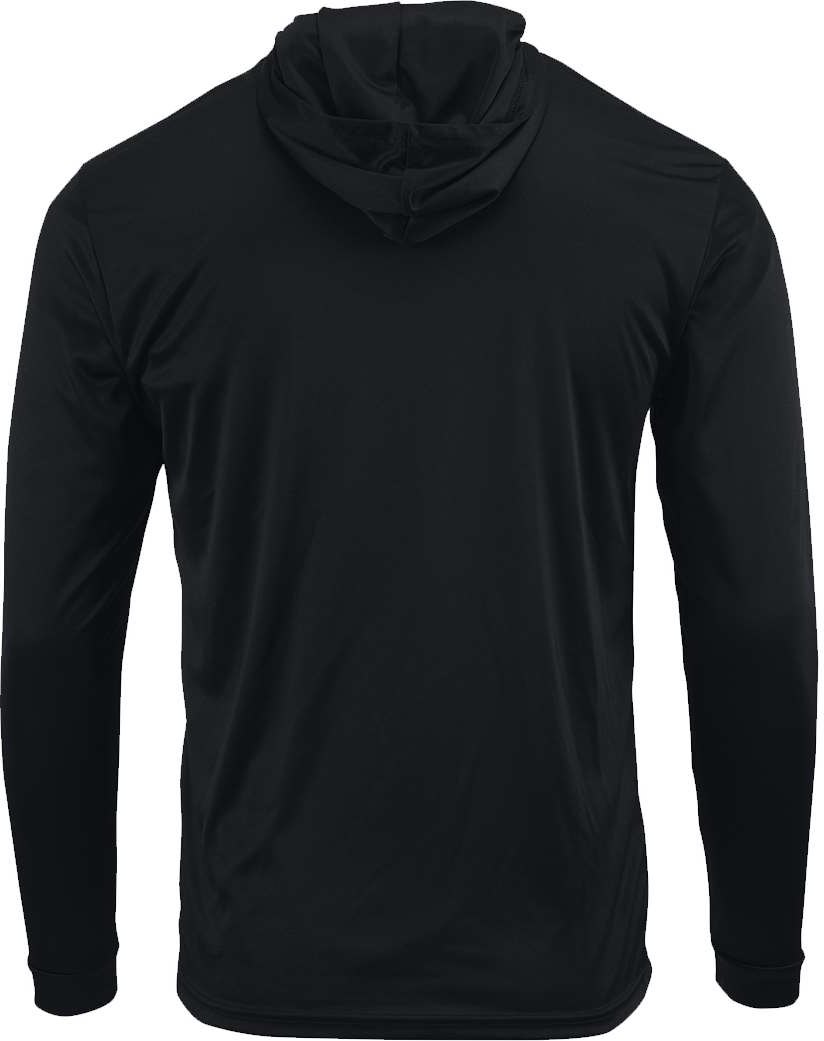 Rear View of Black Youth Bahama Performance Hooded Long Sleeve T-Shirt - 221Y
