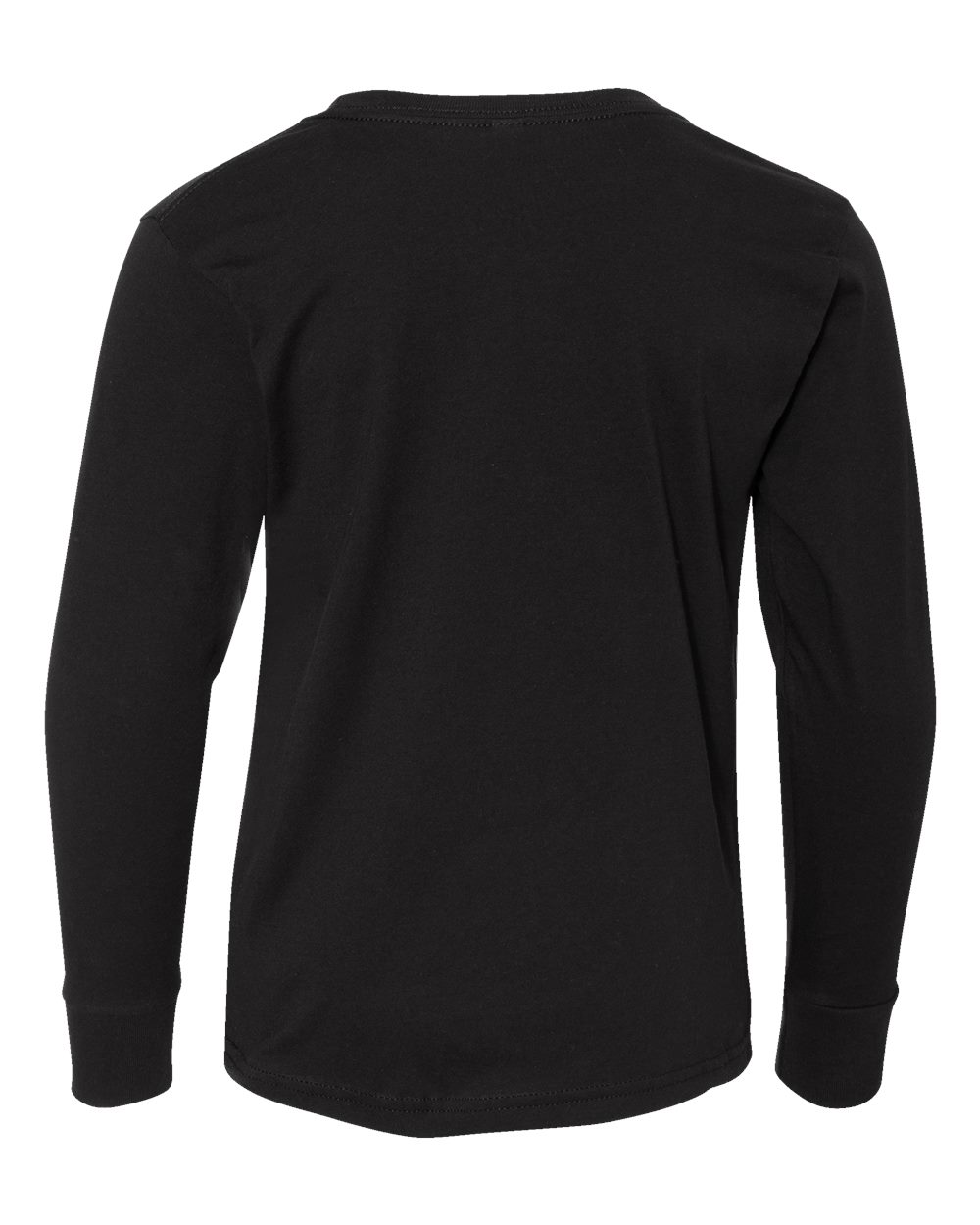 Front View of Black Youth Fine Jersey Long Sleeve Tee - 6201