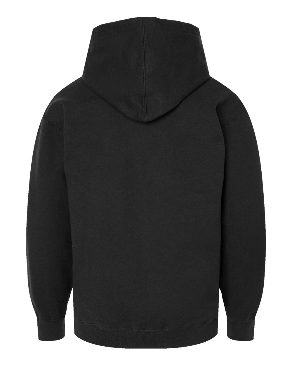 Front View of Black Youth Hooded Sweatshirt - 320Y