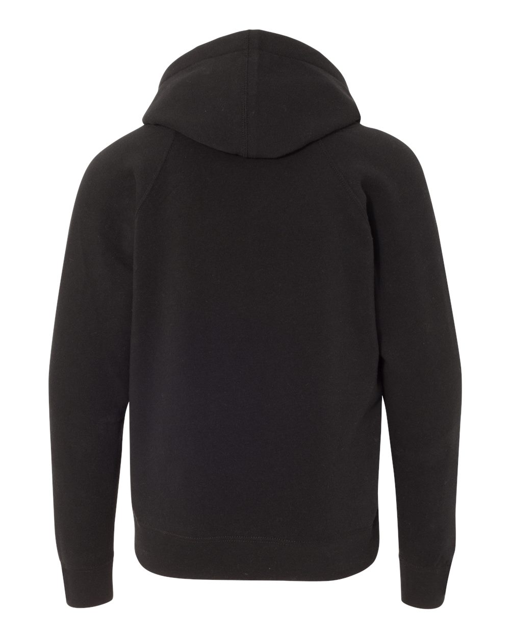 Front View of Black Youth Lightweight Special Blend Raglan Hooded Sweatshirt - PRM15YSB