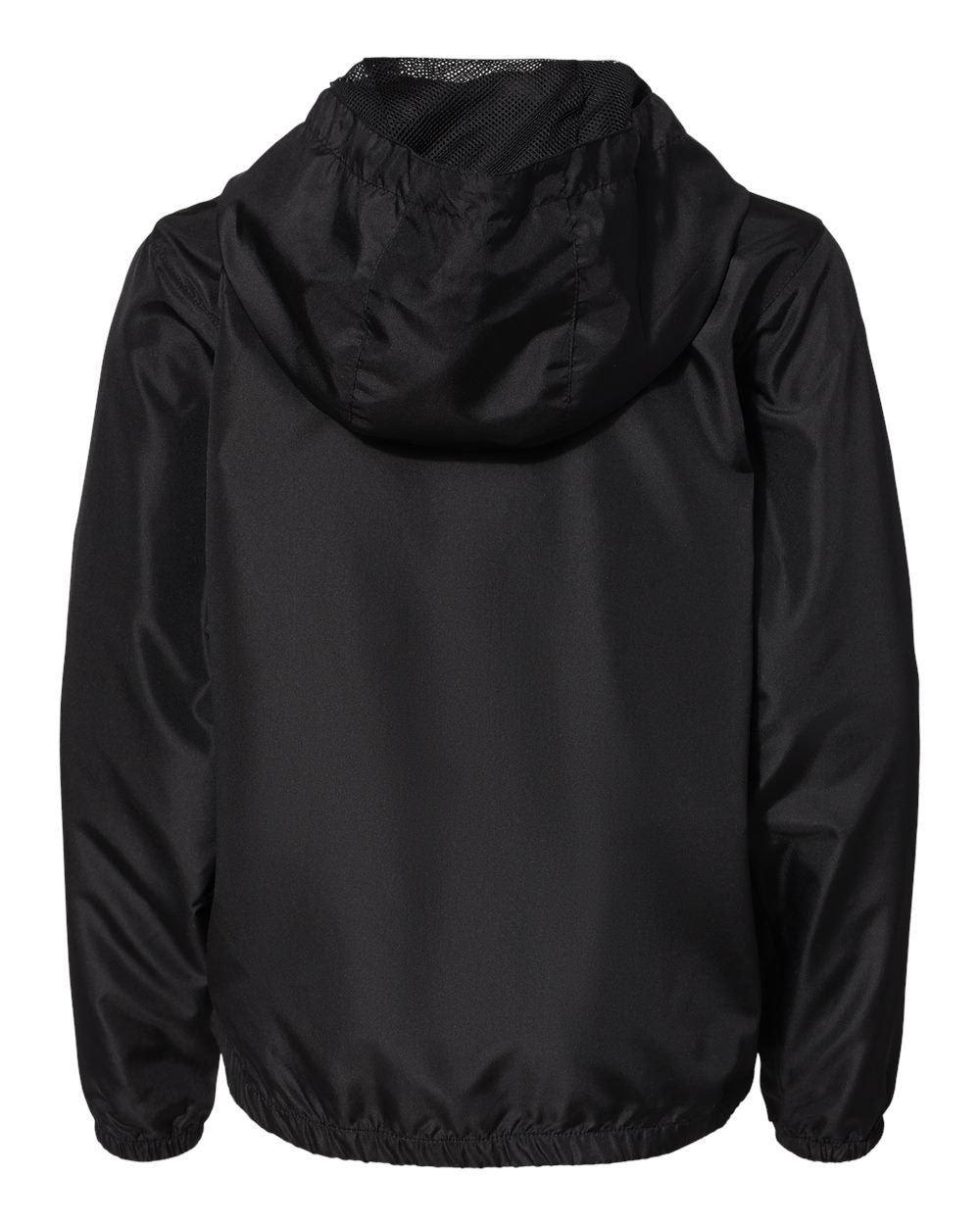 Front View of Black Youth Lightweight Windbreaker Full-Zip Jacket - EXP24YWZ