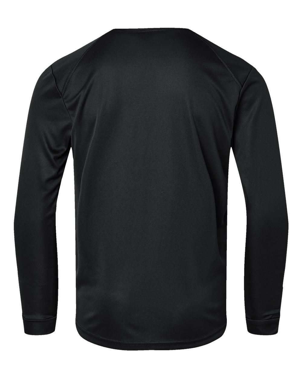 Front View of Black Youth Long Islander Performance Long Sleeve T-Shirt - 218Y
