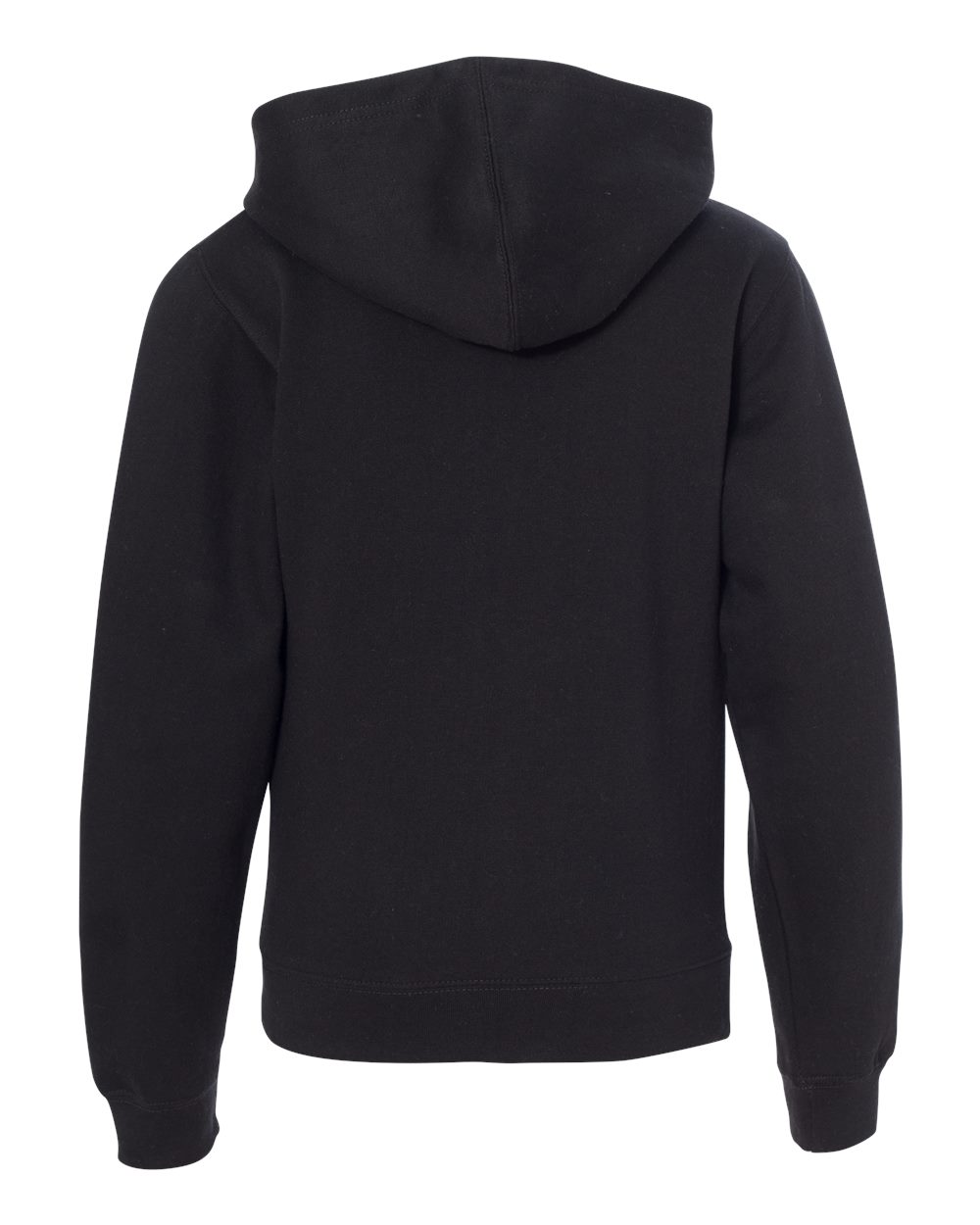 Front View of Black Youth Midweight Full-Zip Hooded Sweatshirt - SS4001YZ