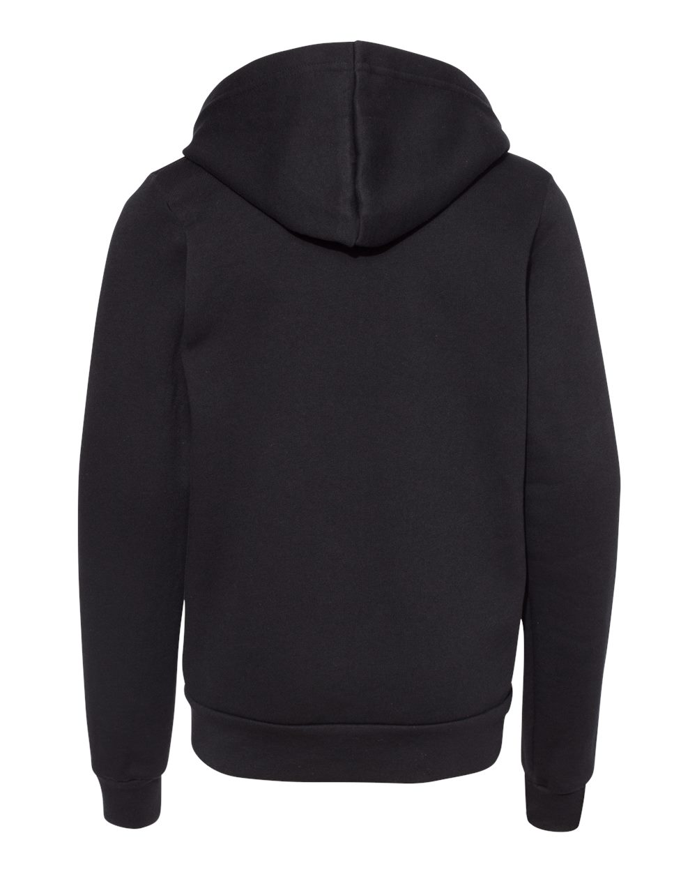 Front View of Black Youth Sponge Fleece Full-Zip Hoodie - 3739Y