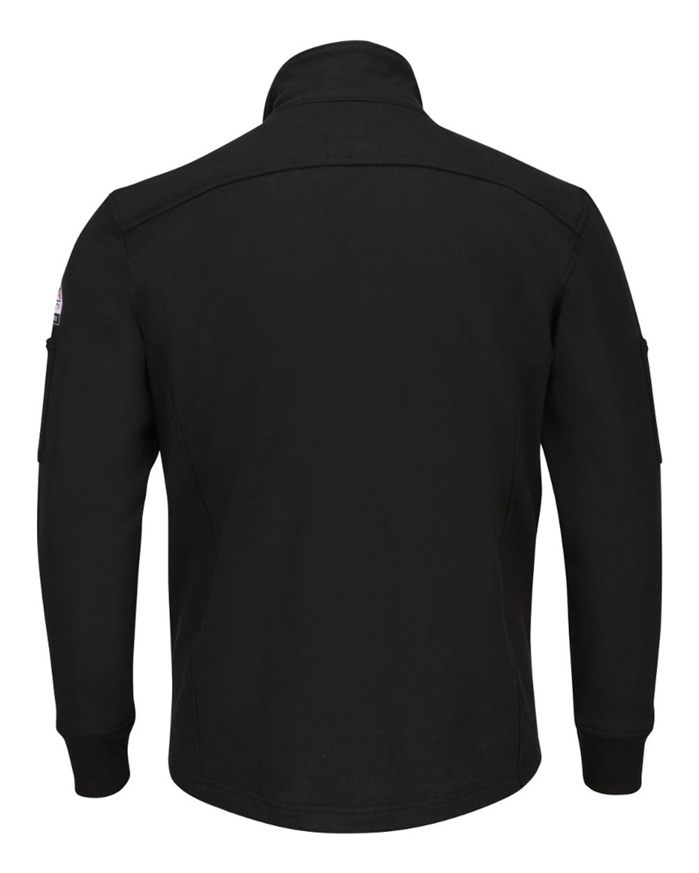 Front View of Black Zip Front Fleece Jacket-Cotton /Spandex Blend - SEZ2