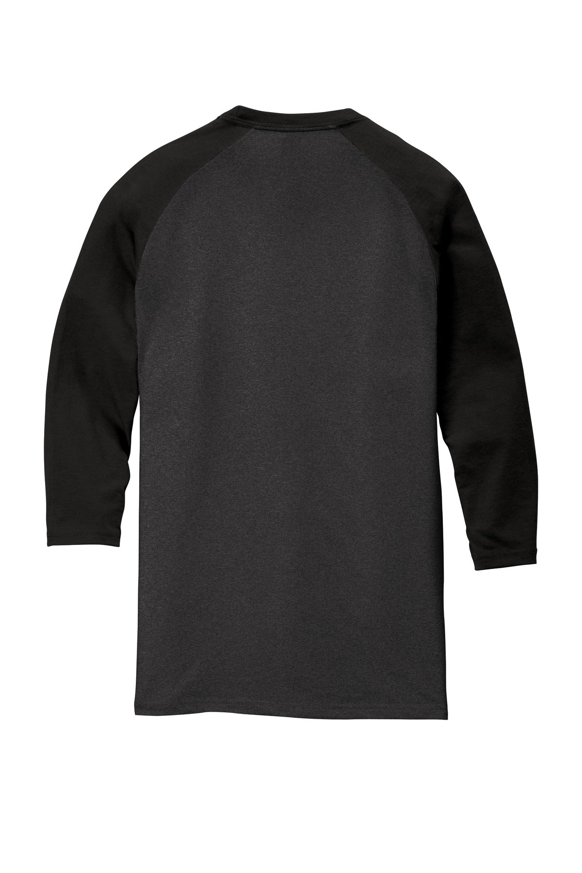 Rear View of Black/Black Fr District Perfect Tri 3/4-Sleeve Raglan. DM136