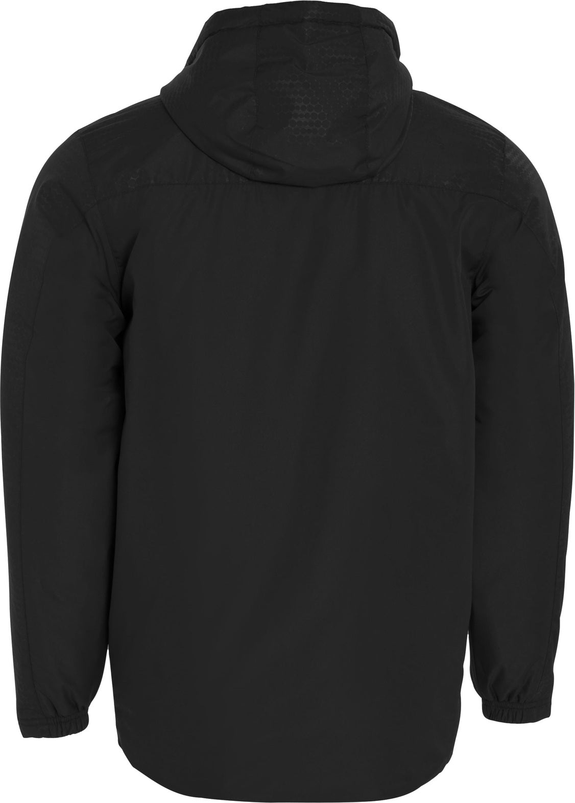 Rear View of BLACK/CARBON BIONIC HOODED JACKET