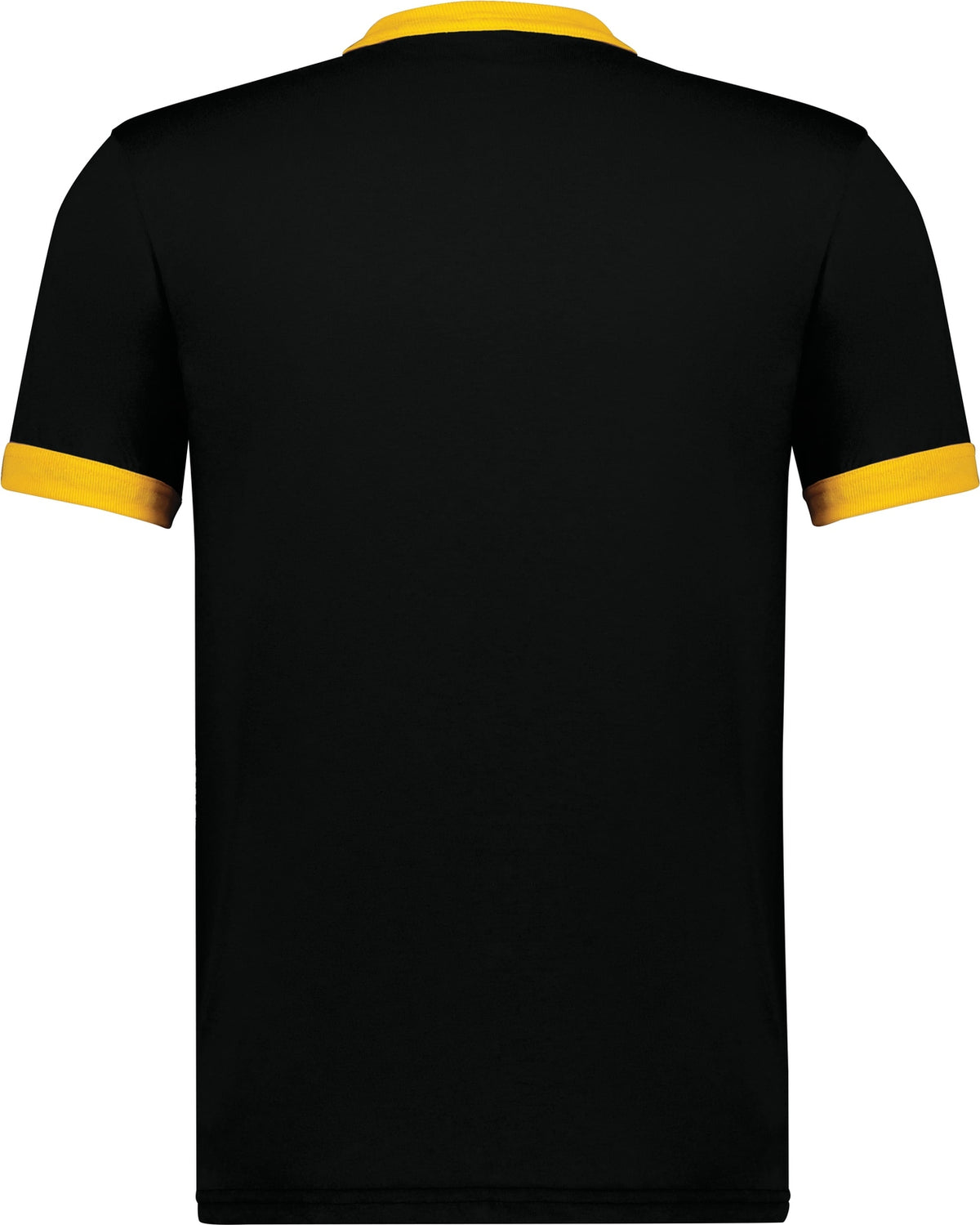 Rear View of BLACK/GOLD ADULT RINGER T-SHIRT