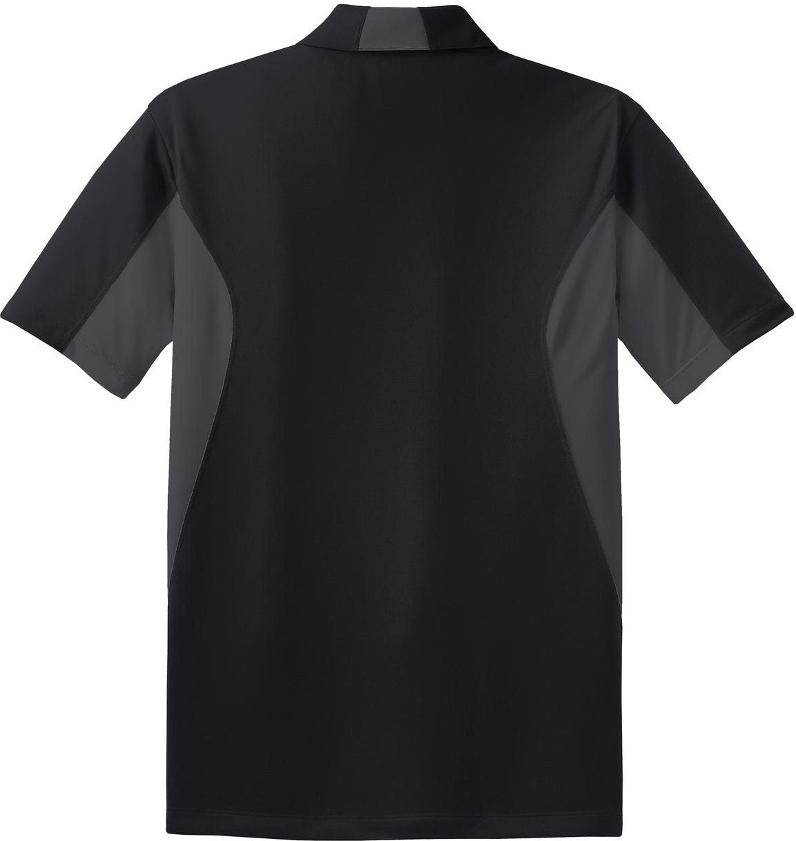Front View of Black/Iron Gry Sport-Tek Tall Side Blocked Micropique Sport-Wick Polo. TST655