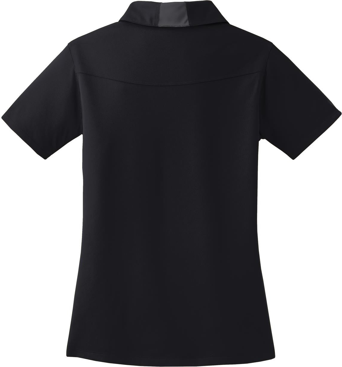 Front View of Black/Iron Gry Sport-Tek Women's Side Blocked Micropique Sport-Wick Polo. LST655