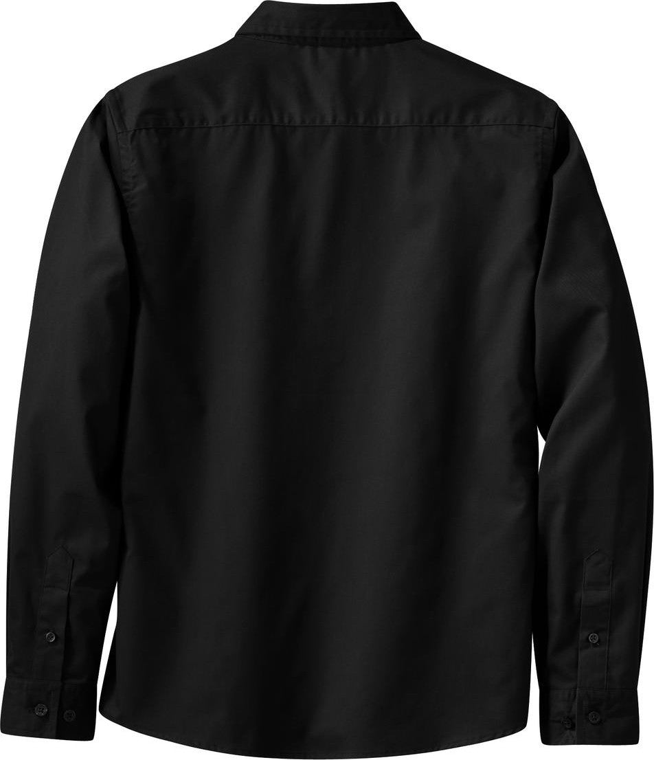 Front View of Black/Lt Stone Port Authority Women's Long Sleeve Easy Care Shirt. L608