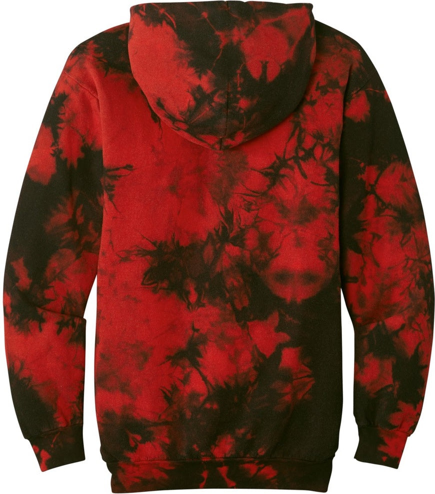 Front View of Black/Red Port & Co Crystal Tie-Dye Pullover Hoodie PC144