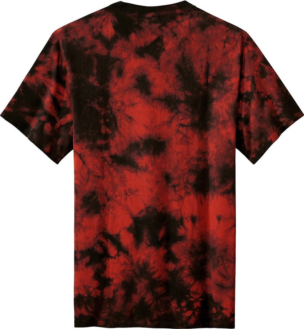 Front View of Black/Red Port & Co Crystal Tie-Dye Tee PC145