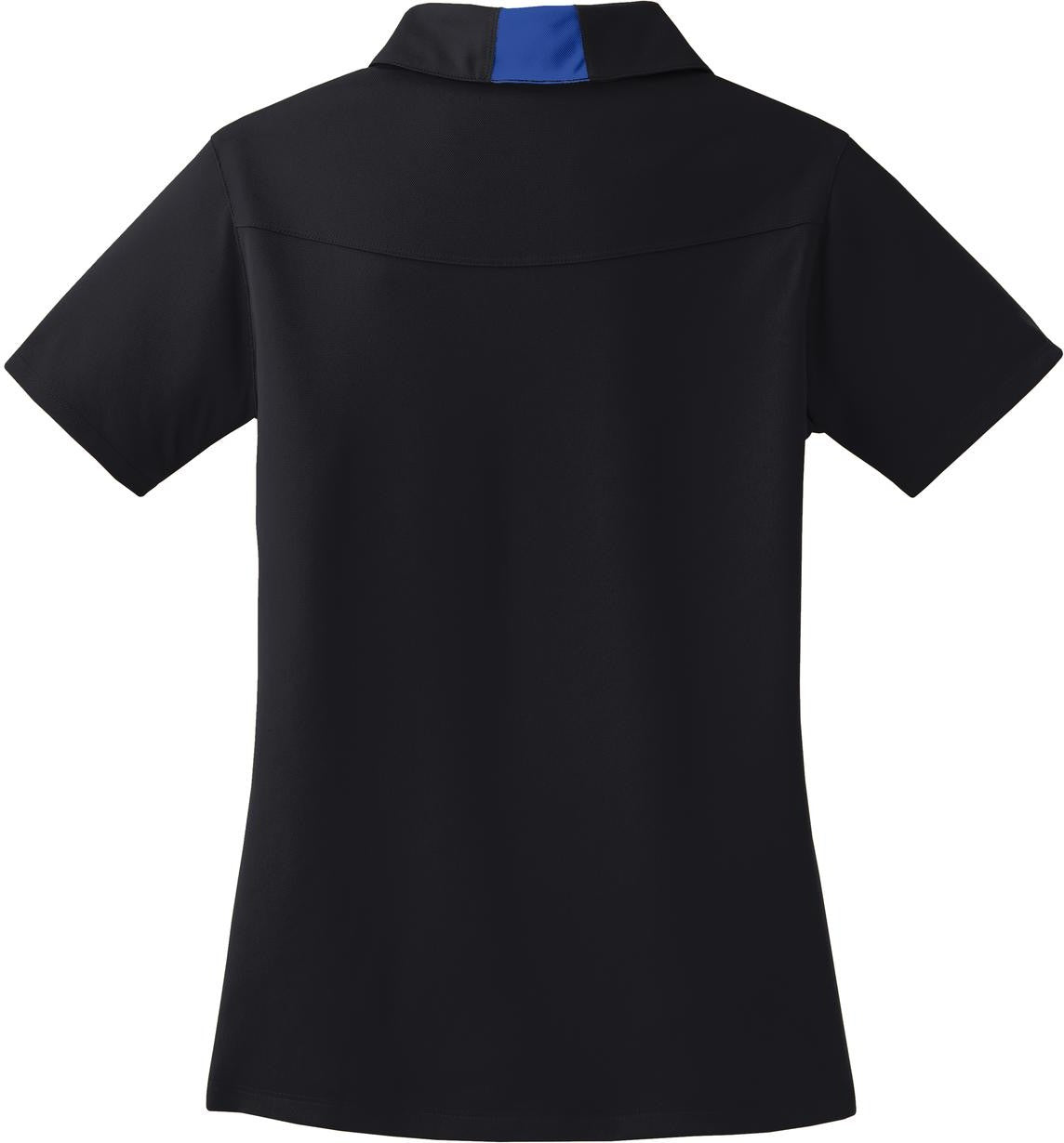 Front View of Black/True Ryl Sport-Tek Women's Side Blocked Micropique Sport-Wick Polo. LST655