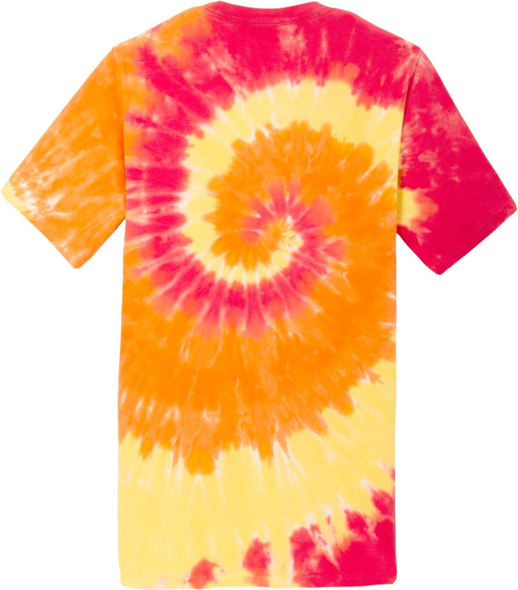 Rear View of Blaze Rainbow Port & Co Tie-Dye Tee. PC147