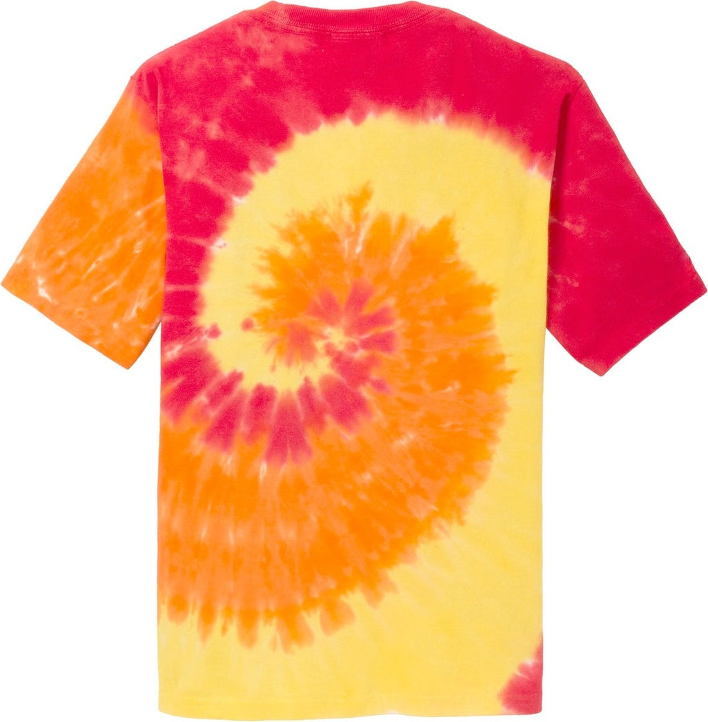 Front View of Blaze Rainbow Port & Co Youth Tie-Dye Tee. PC147Y