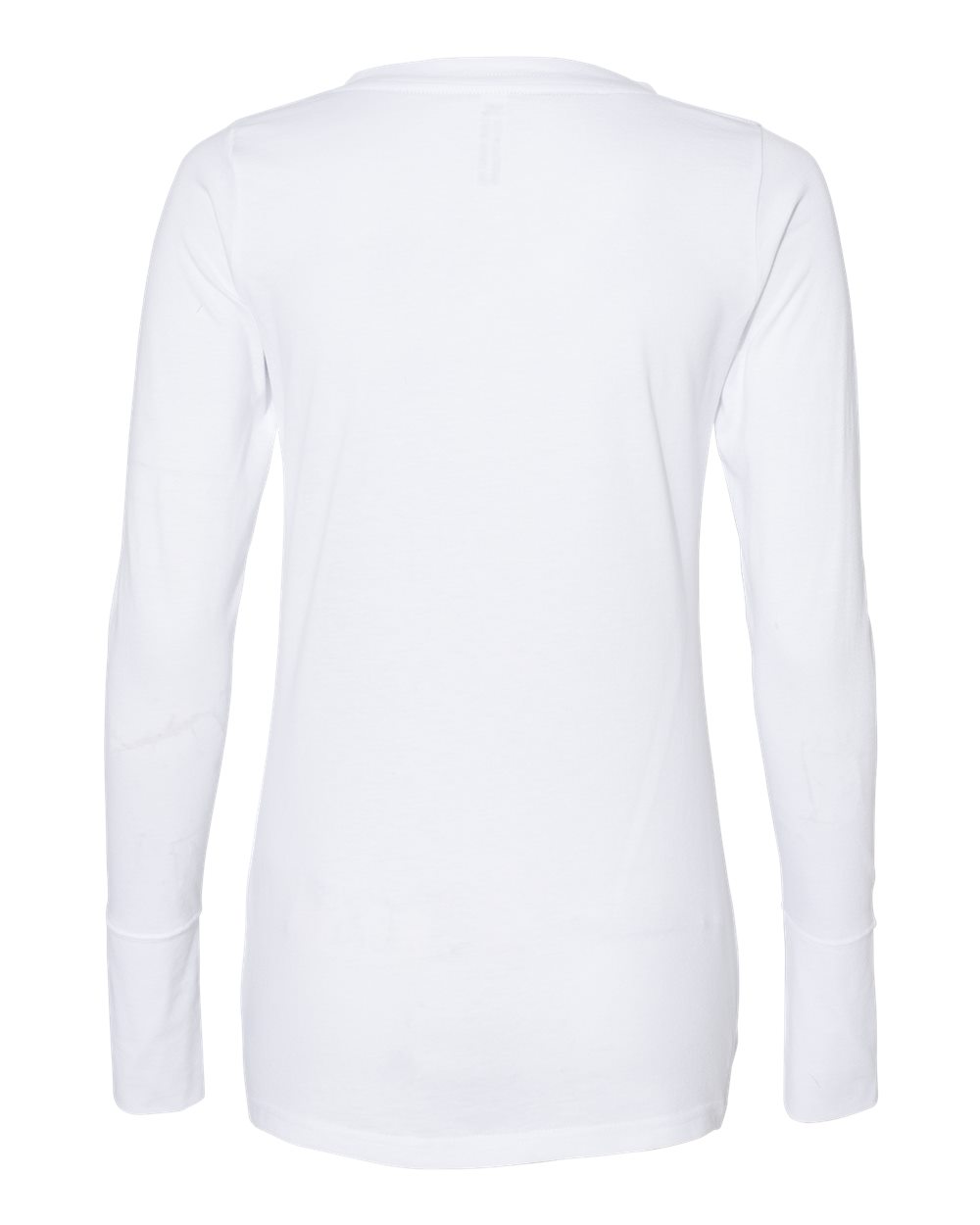 Front View of Blended White/ Titanium Women's Fine Jersey Lace-Up Long Sleeve T-Shirt - 3538