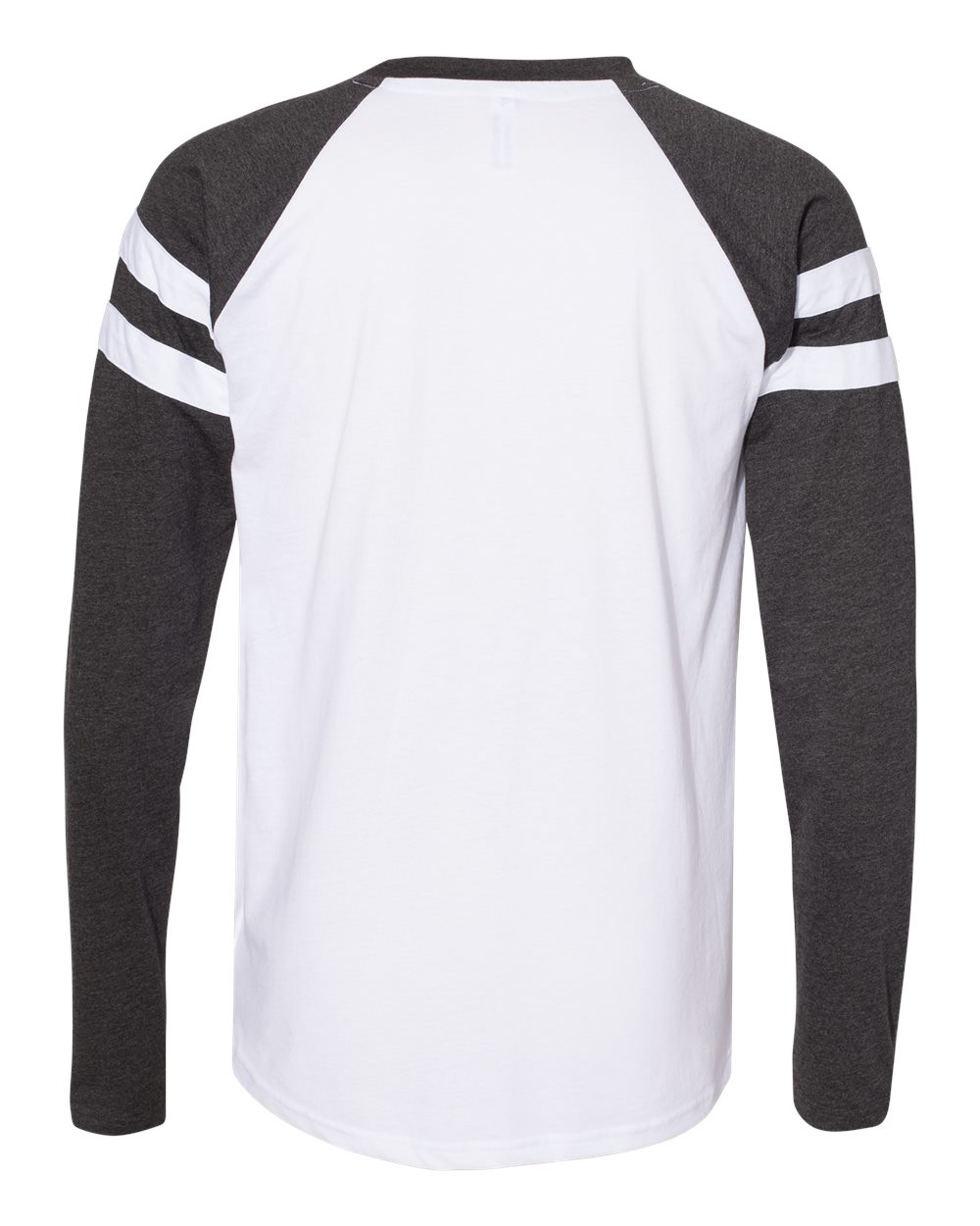 Front View of Blended White/ Vintage Smoke Fine Jersey Mash Up Long Sleeve Tee - 6934