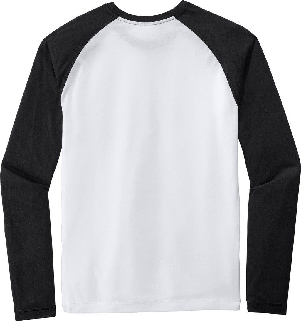 Front View of Blk TS/Wht TS Sport-Tek PosiCharge Long Sleeve Tri-Blend Wicking Raglan Tee ST400LS