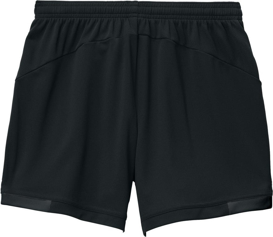 Front View of Blk/Blk Sport-Tek Women's Club 5" Short LST442