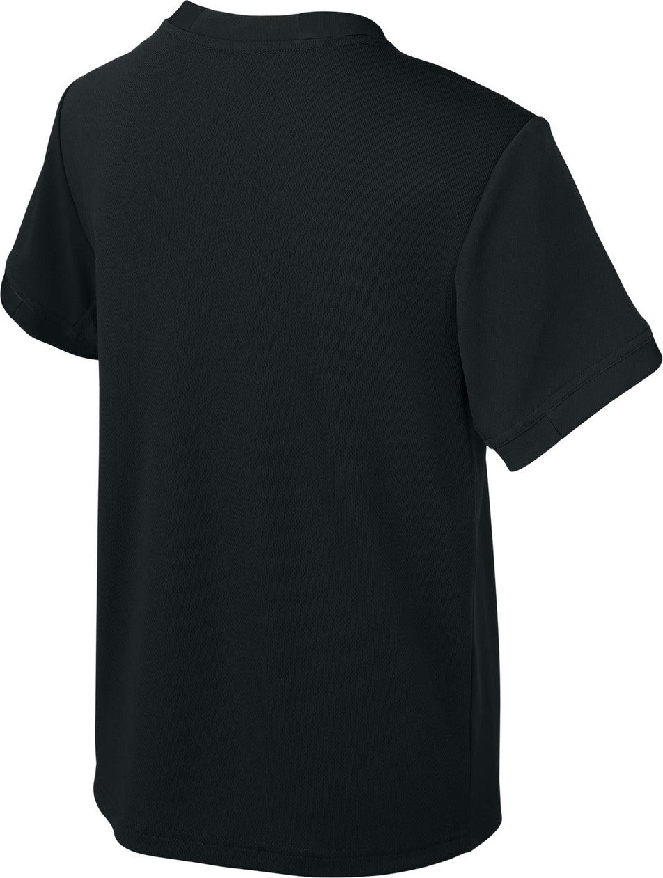 Front View of Blk/Blk Sport-Tek Youth Club Short Sleeve Crew YST440