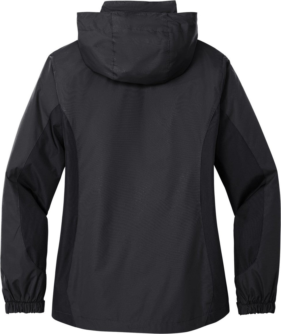 Rear View of Blk/Blk/Mag Gy Port Authority Women's Colorblock 3-in-1 Jacket. L321