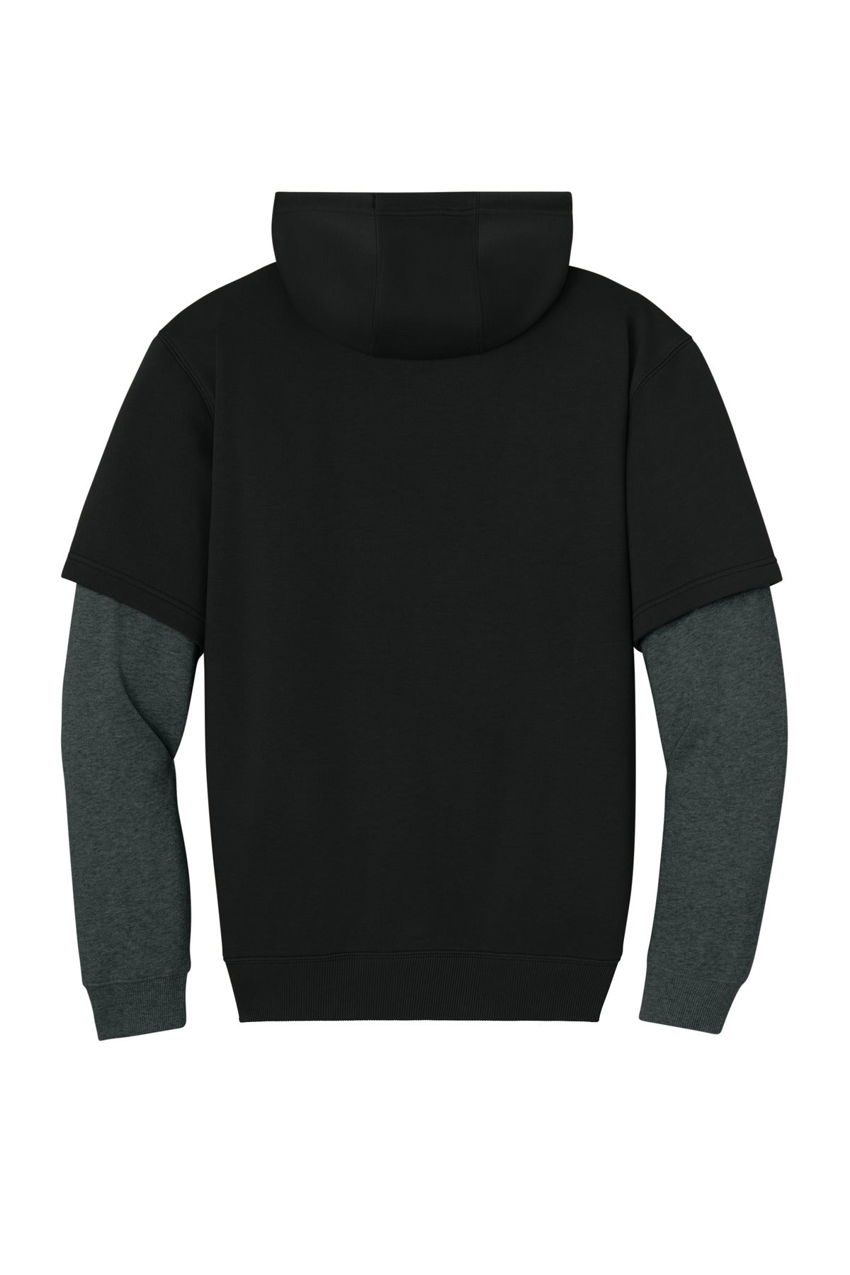 Rear View of Blk/CharHt CornerStone Tough Fleece Layered Hoodie CSF632