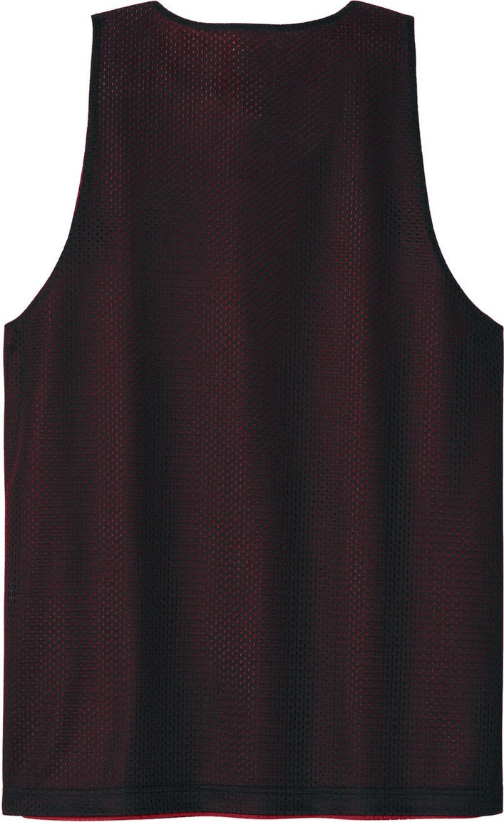 Front View of Blk/DpRed Sport-Tek PosiCharge Reversible Mesh Tank ST5000