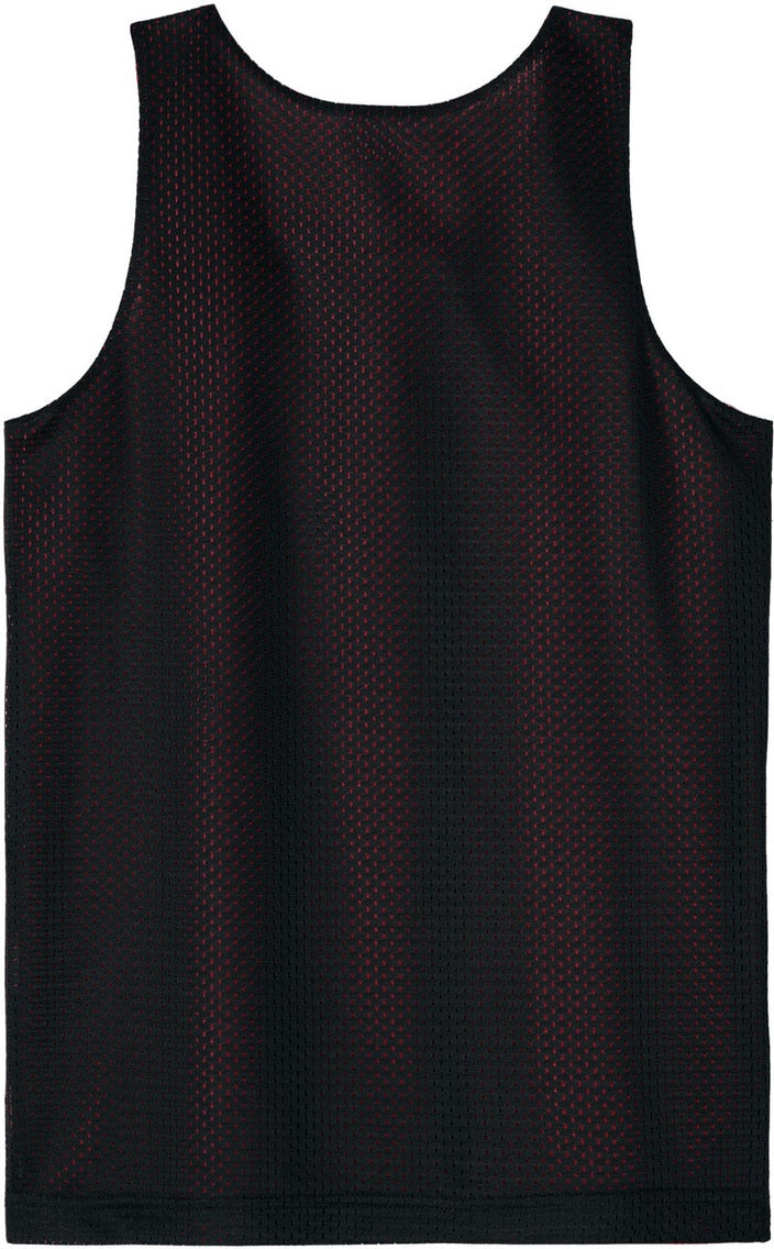 Front View of Blk/DpRed Sport-Tek Youth PosiCharge Reversible Mesh Tank YST5000