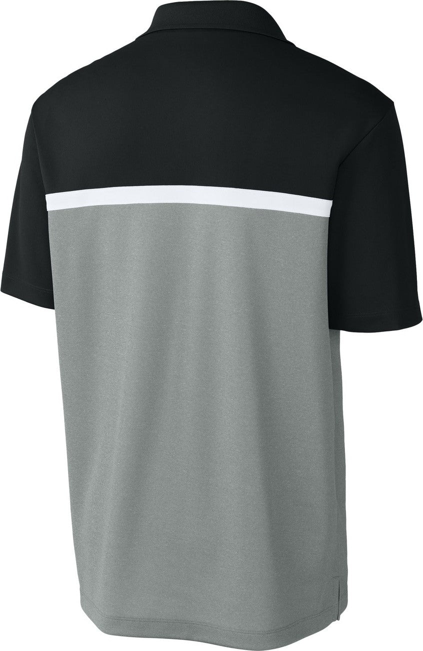 Front View of Blk/GCcH/W Sport-Tek UV Micropique Colorblock Polo ST741