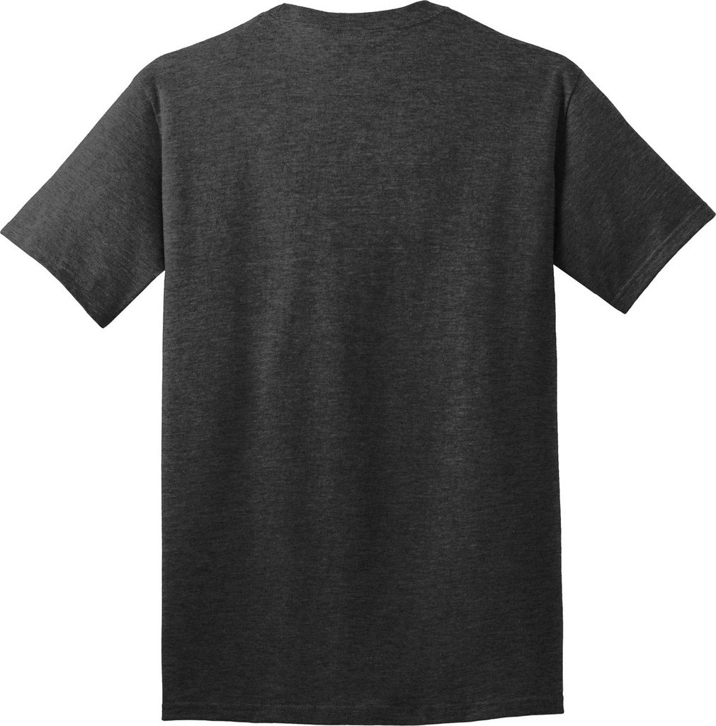 Front View of BlkHthr Port & Co Core Cotton Tee. PC54