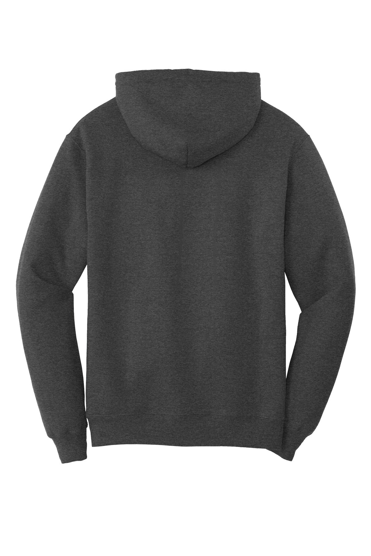 Front View of BlkHthr Port & Co Tall Core Fleece Pullover Hooded Sweatshirt PC78HT