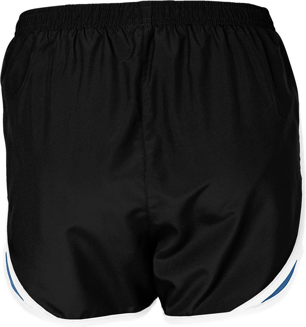 Rear View of Blk/TrRoyl/Wht Sport-Tek Women's Cadence Short. LST304