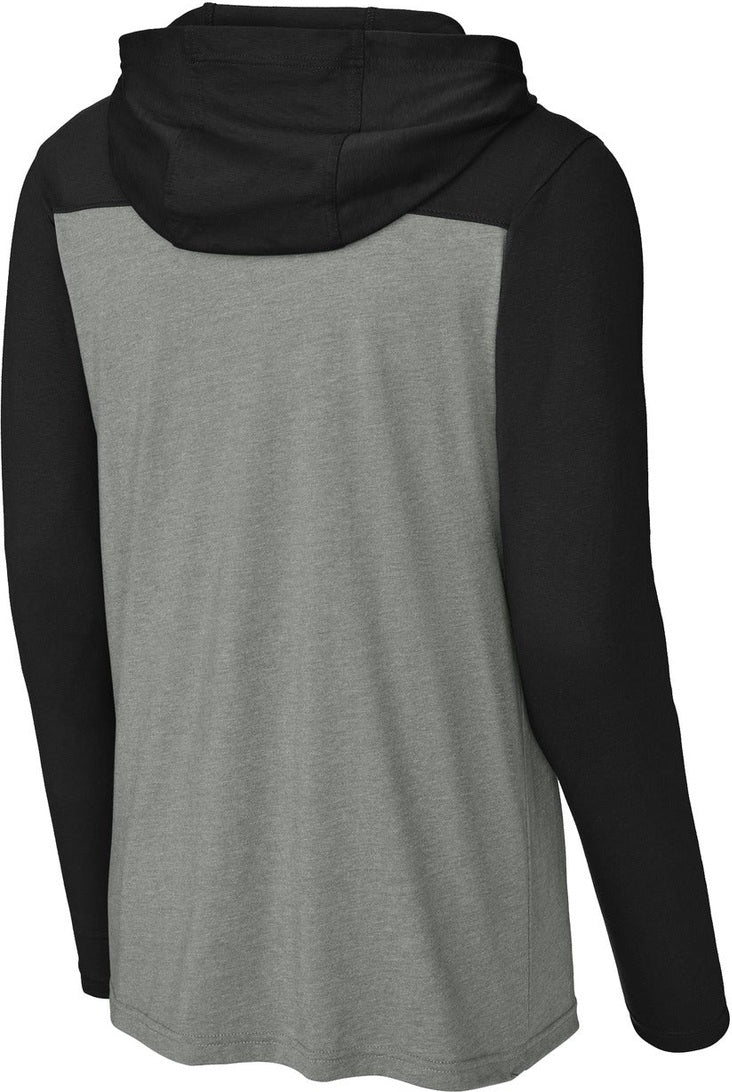 Front View of Blk/VtgHtr Sport-Tek Halftime Long Sleeve Hoodie ST6044
